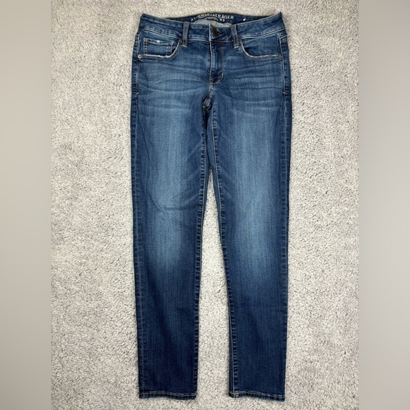 American Eagle Jeans Womens 6 Super Stretch Skinny Dark Wash Party Concert Denim - Picture 1 of 6